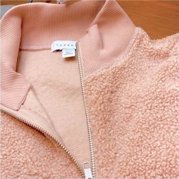 NEW~ Topshop Peach Teddy Sherpa Sweater/Sweatshirt  NWOT  ~  size 8 - Picture 3 of 16